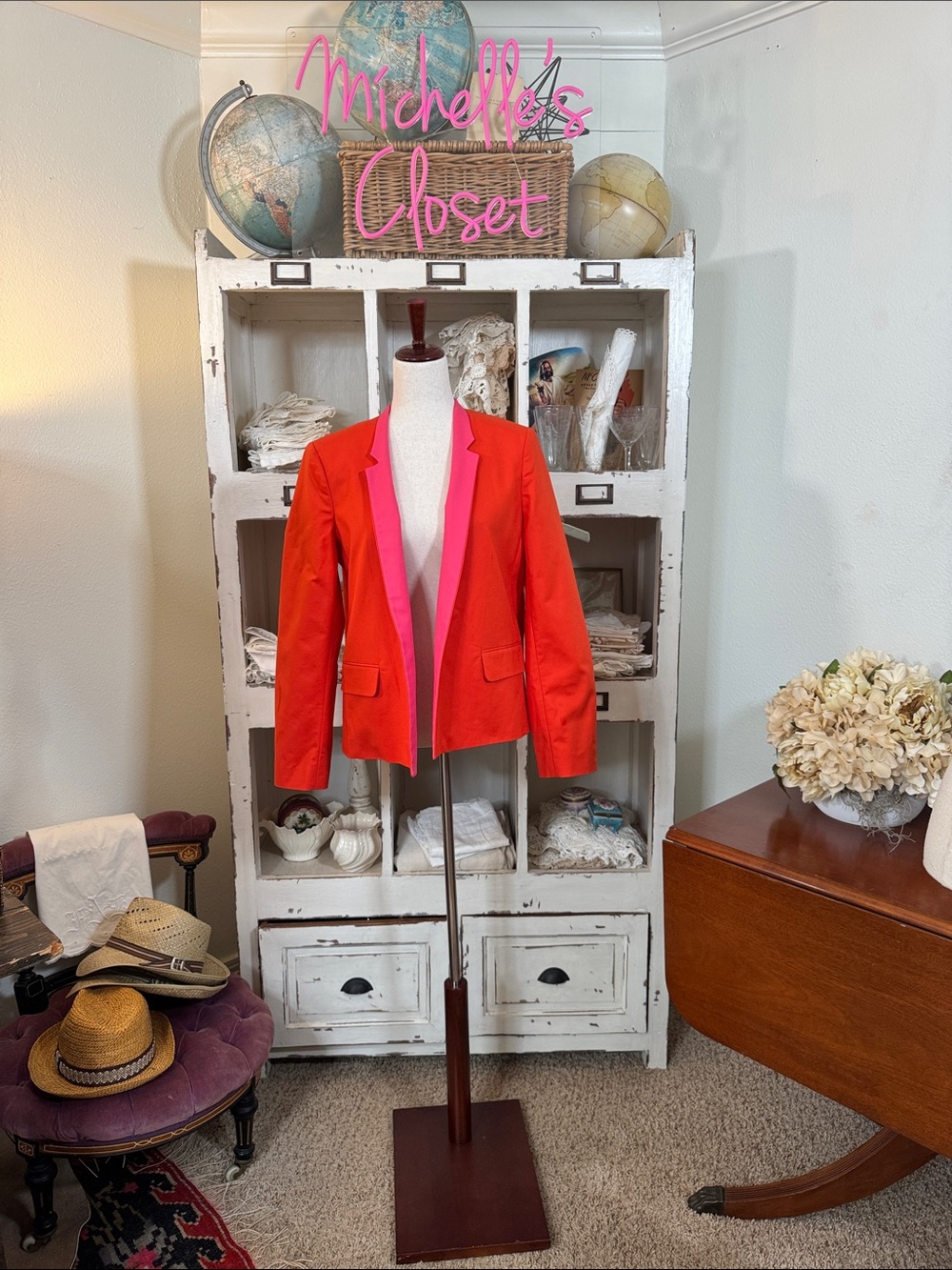 NWOT Beymen Club Bright Red Blazer with Pink Colorblock Trim - Women's Jacket - Picture 2 of 8